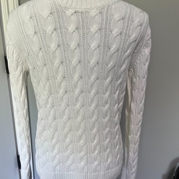 Women's Ivory Cable Crewneck Sweater Size M NWOT - Picture 2 of 2
